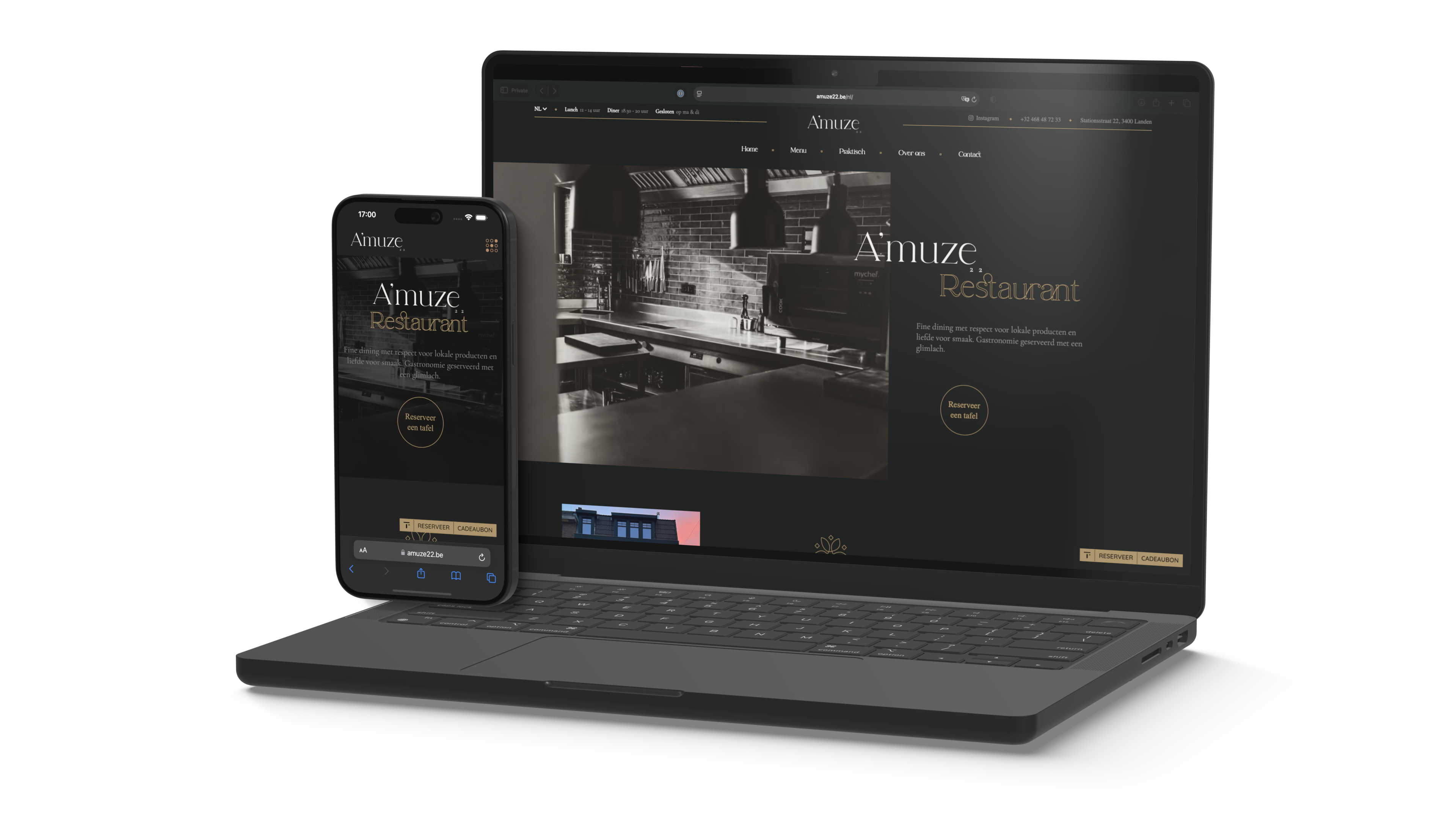 Meertalige website van restaurant A'muze22 in Landen gebouwd door CKX