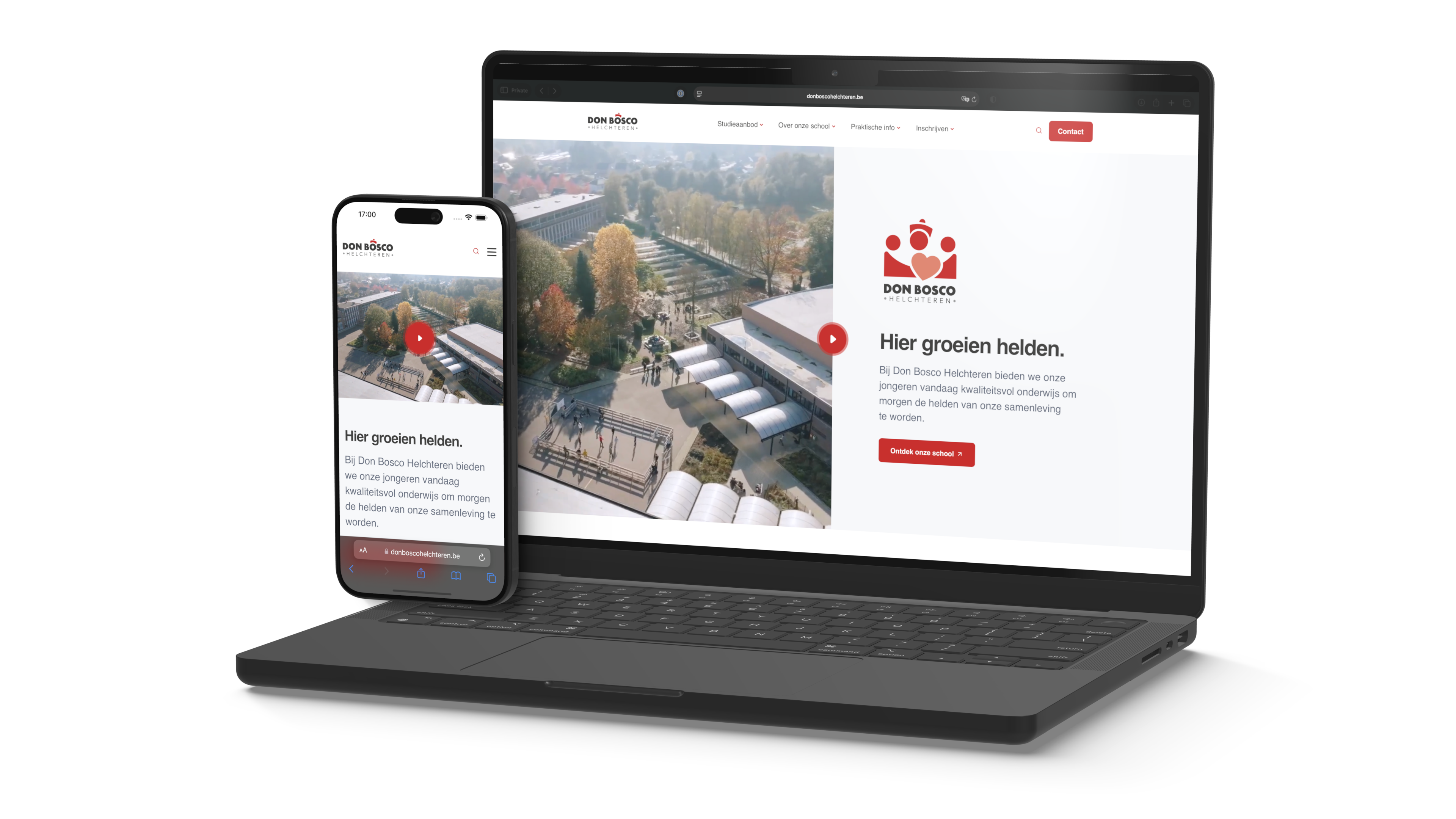 Screenshots van de nieuwe schoolwebsite van Don Bosco Helchteren Homepage nieuwe Don Bosco website, gemaakt door CKX