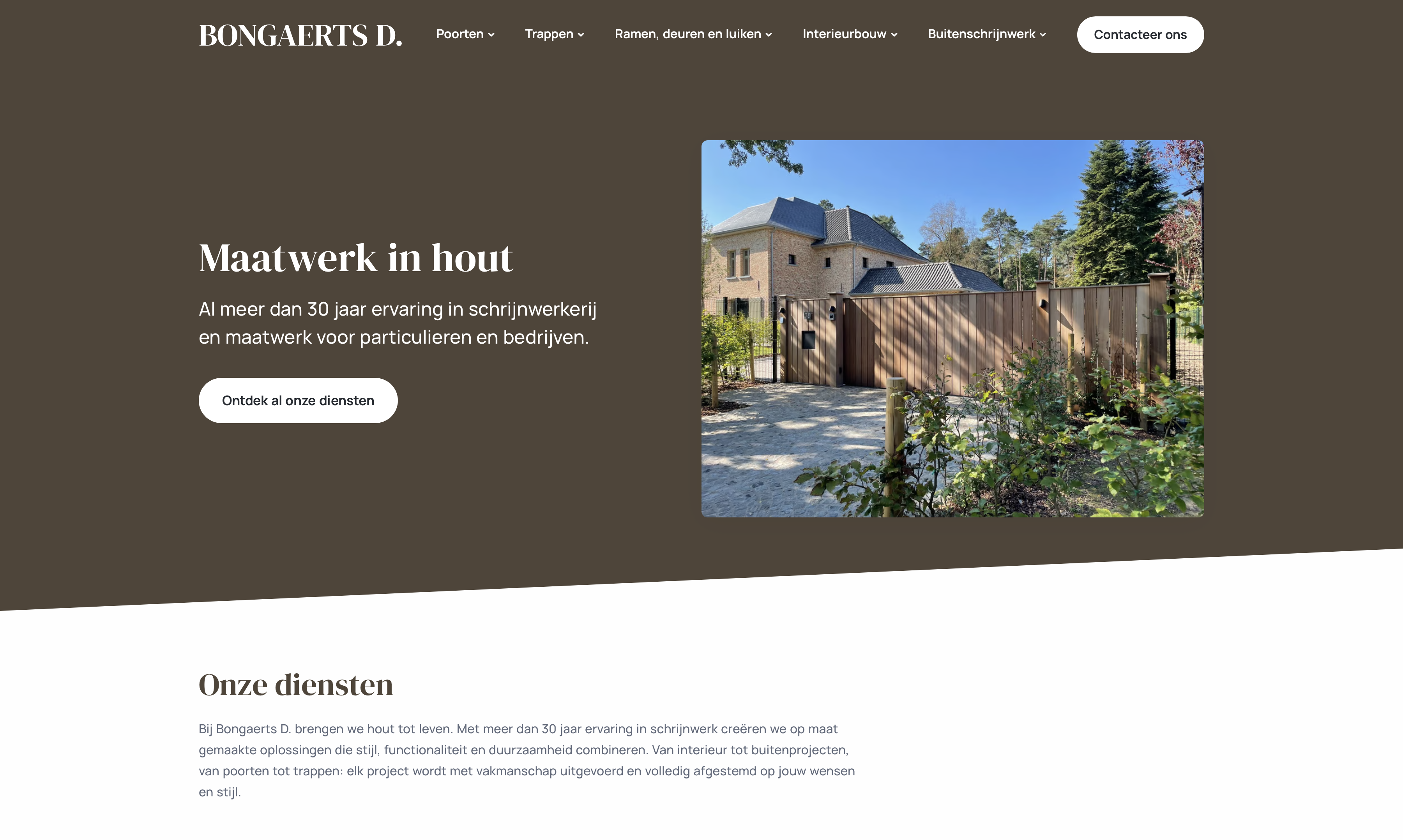 Kwaliteit en vakmanschap op de website van schrijnwerker Bongaerts D.