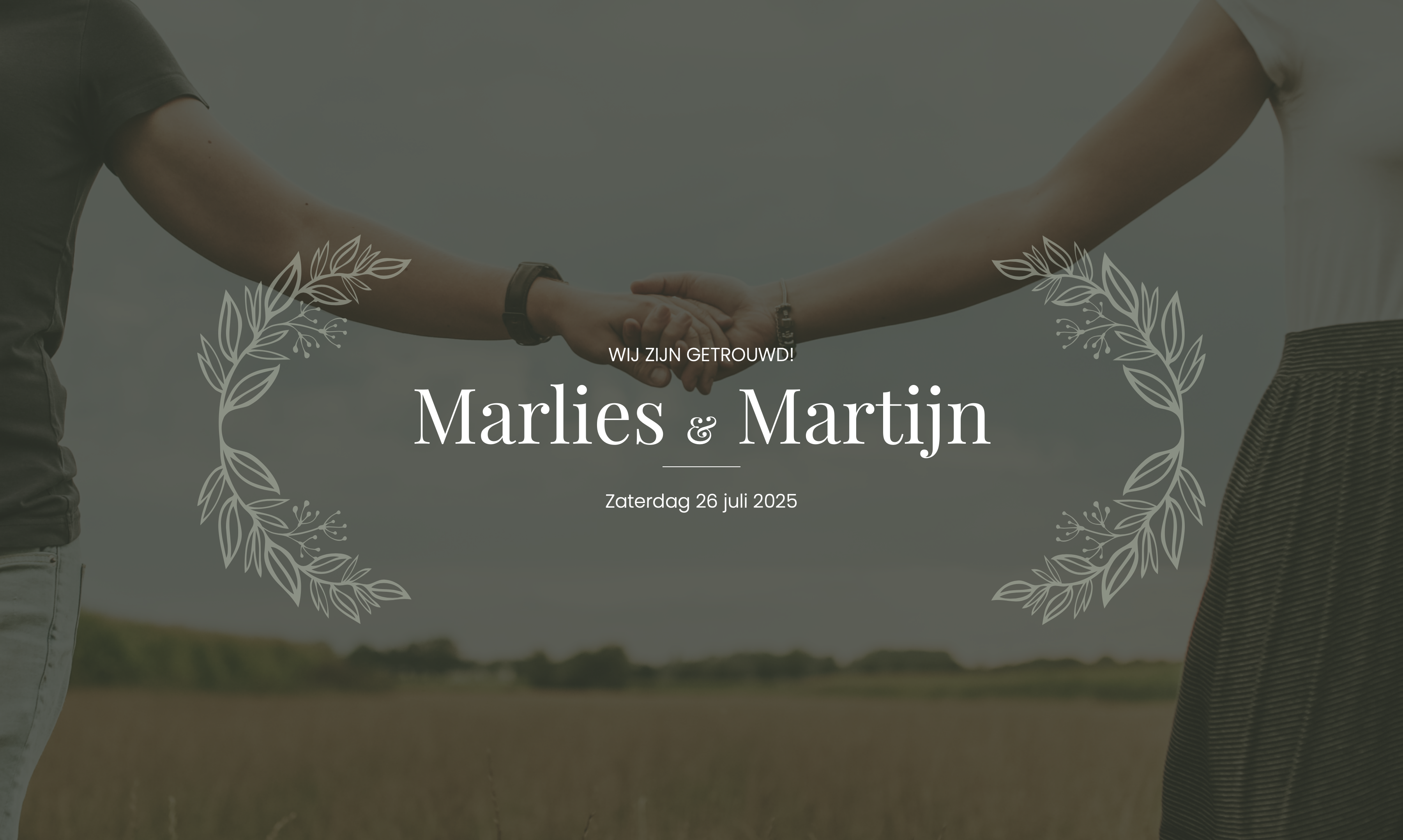 De homepagina van de CKX-trouwwebsite Screenshot van onze CKX-trouwwebsite