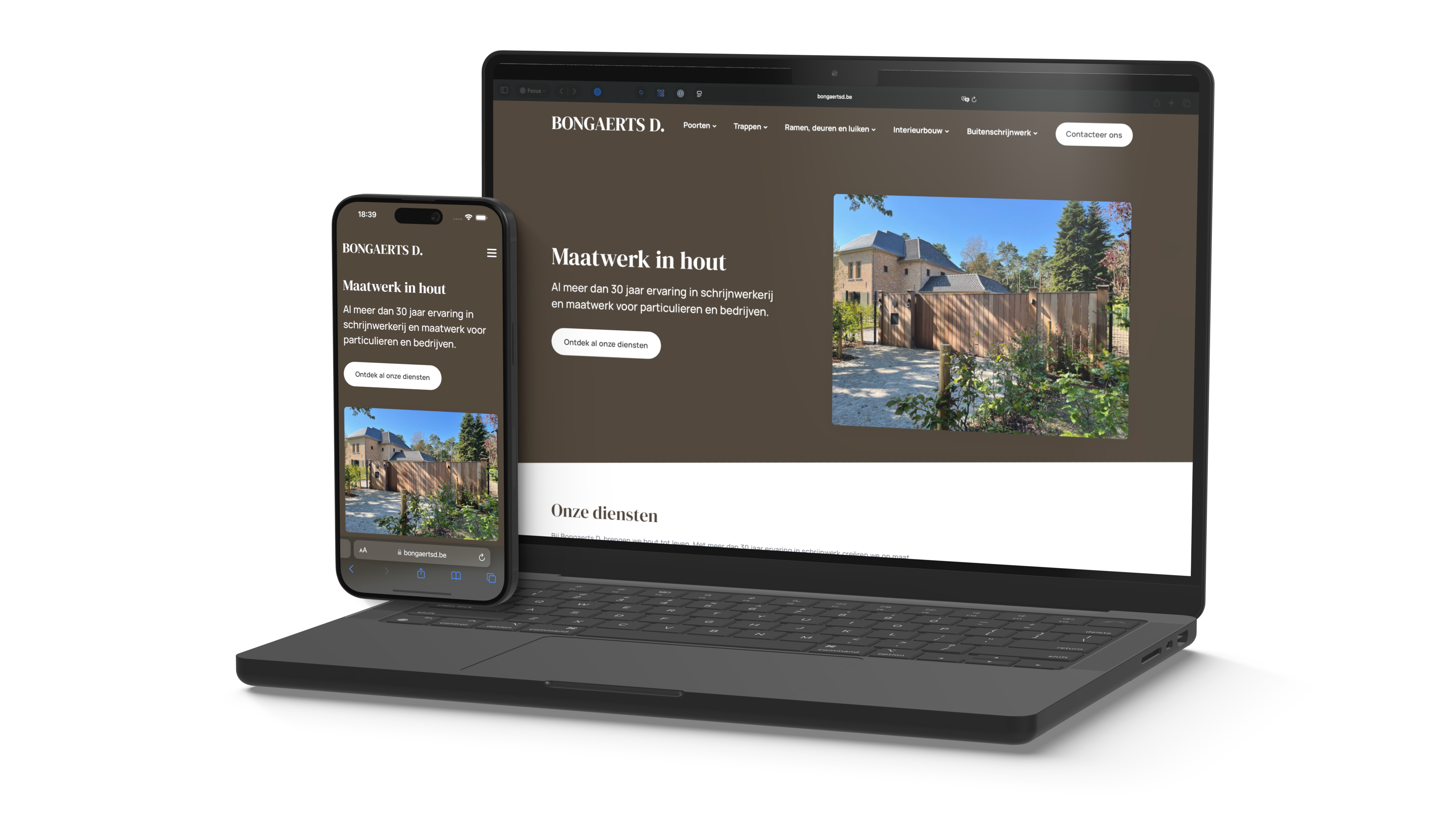 De nieuwe CKX-website van Bongaerts D. op mobiel en laptop